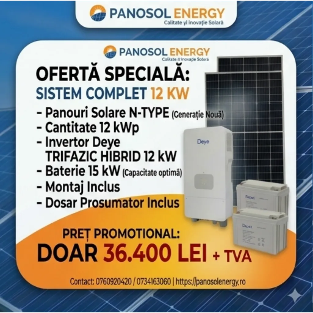 Deye Sistem fotovoltaic 12 kW hybrid +15kW Baterie – Trifazat