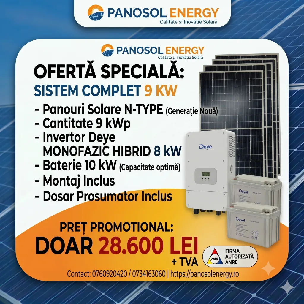 Deye Sistem fotovoltaic 9 kW hybrid +10kW Baterie – Monofazat